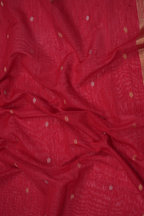 The Royal RED – Crimson Muga Linen Saree with Intricate Gold Motifs
