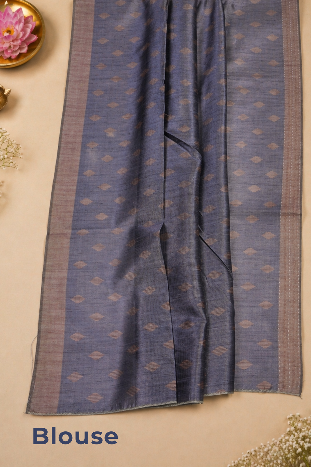 Midnight Ikat Whisper – Matka Tussar Silk Saree WITH KATHA NARRATIVES