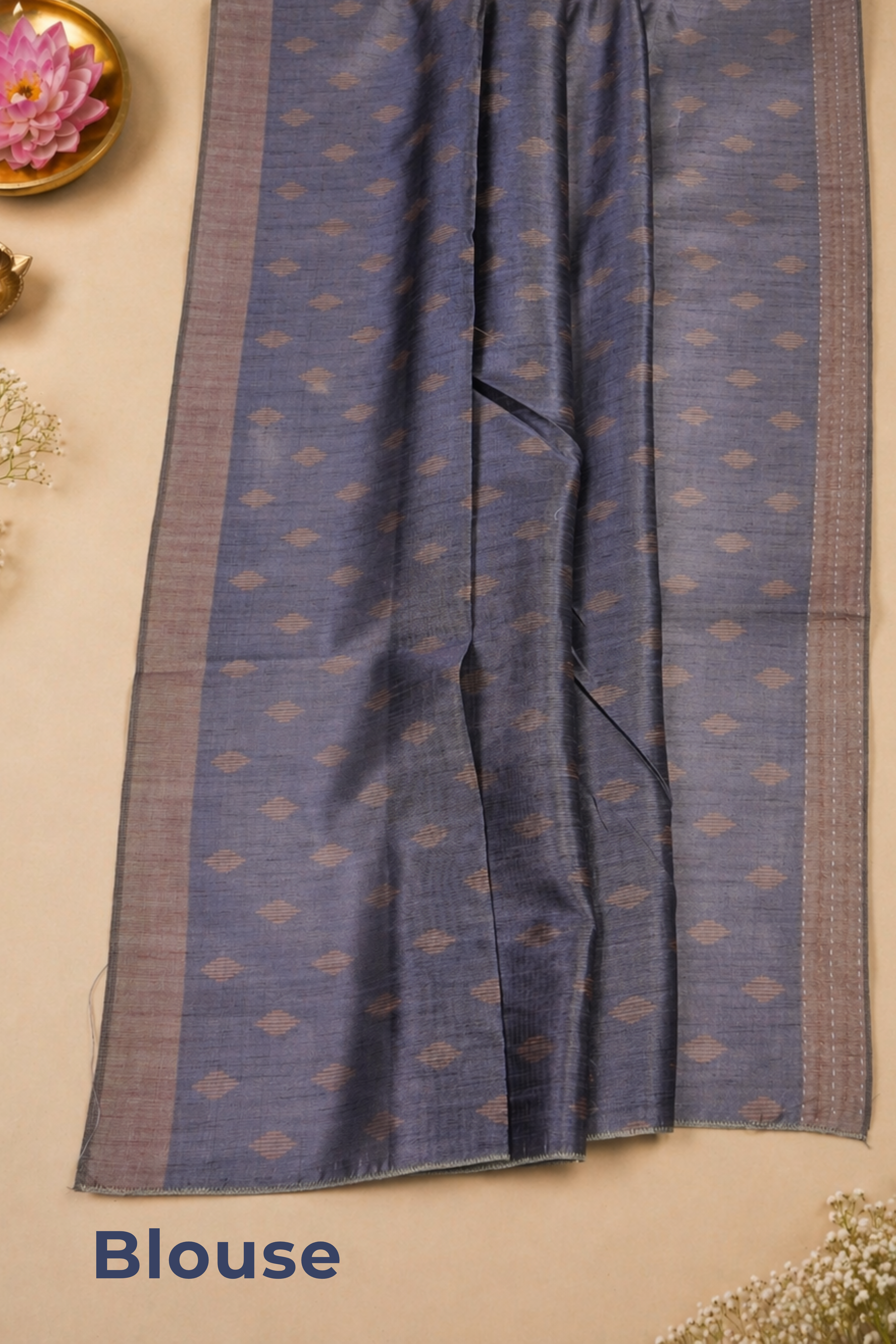 Midnight Ikat Whisper – Matka Tussar Silk Saree WITH KATHA NARRATIVES