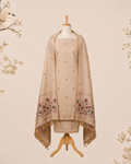 Kahani Lotus Whisper Muga Cotton Dress Material with Floral Border