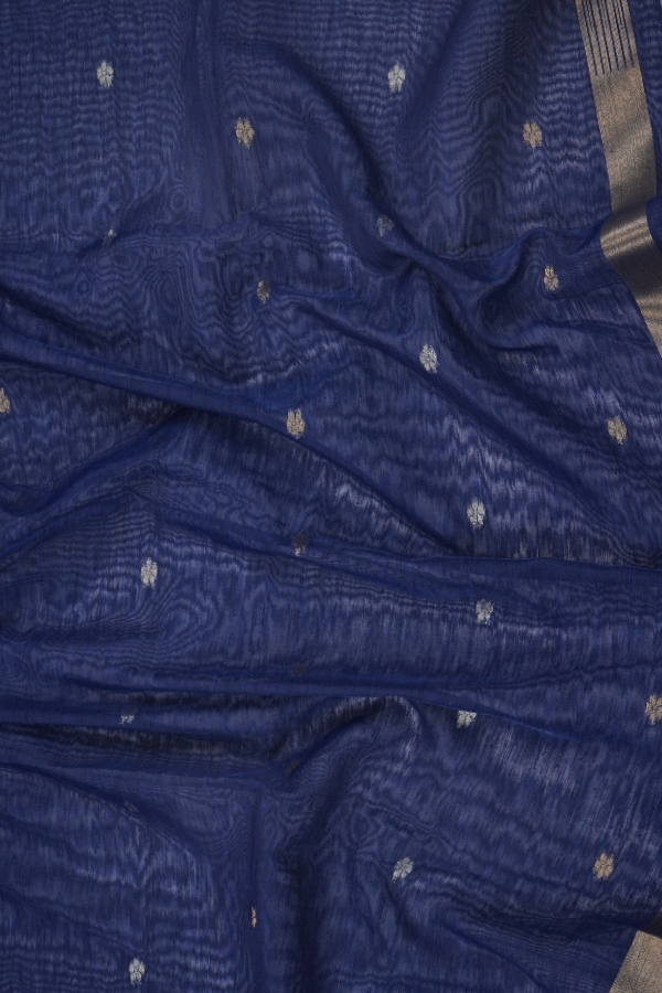 Royal Indigo Tale – Premium Muga Linen with Zari Accents