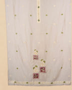 Beige Muga Cotton Suit Set with Handwork | Floral Panel Design