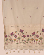 Kahani Lotus Whisper Muga Cotton Dress Material with Floral Border