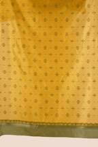 KAHANI Pure Raw Silk Mustard & Olive Green Unstitched Suit Set with Woven Zari Border and Tassel Dupatta
