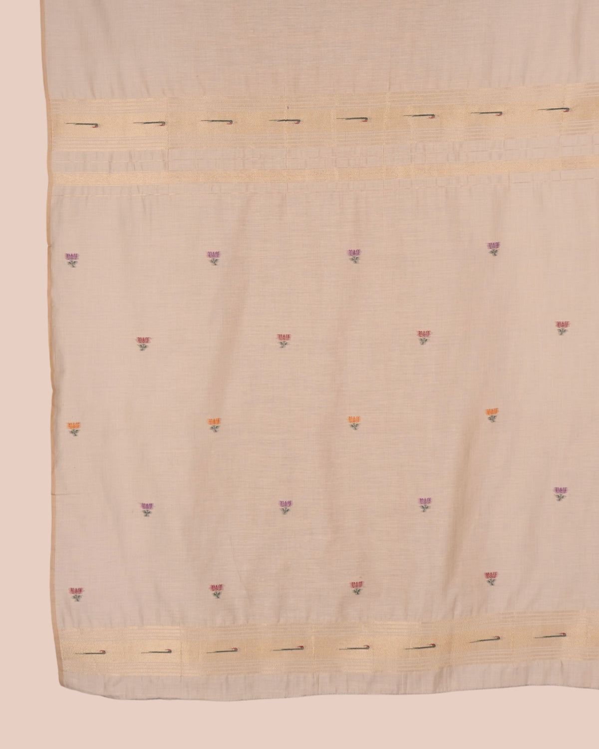 Kahani Lotus Whisper Muga Cotton Dress Material with Floral Border
