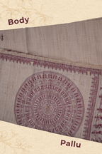Ivory Tussar Silk Saree with Handwoven Warli Art Pallu