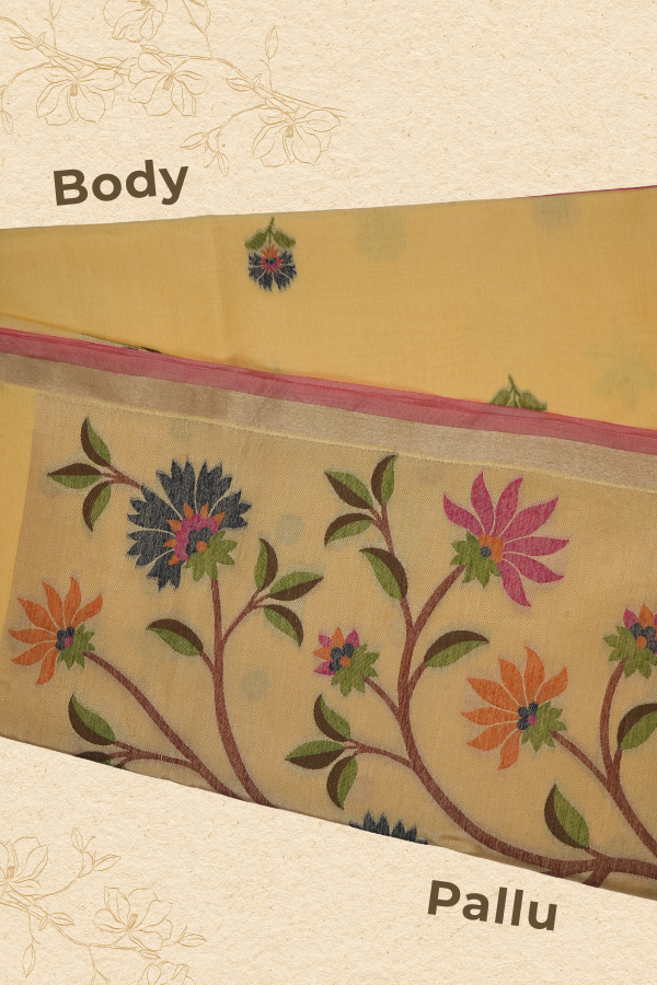 Golden Bloom – Soft Matka Tussar Silk Saree