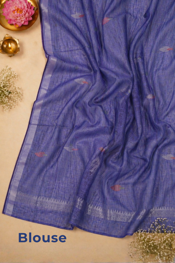 Indigo Petals Pure Linen Elegance