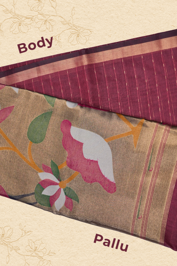 Kahani's Jamdhani Weave Pallu with Zari Wave Butti