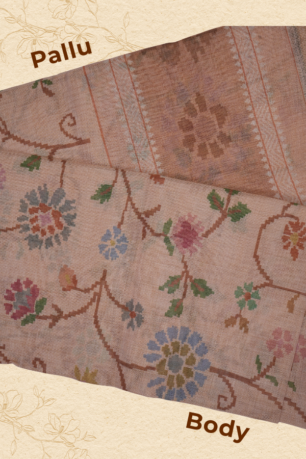 Soft Linen Jari Saree with Digital Floral Print – Lightweight Elegant Draping Saree
