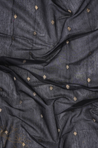 Minimal Black Cotton Saree with Gold Zari Pallu