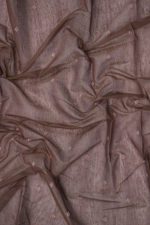 Peach Whisper – Handcrafted Muga Cotton Drape with Patola on pallu