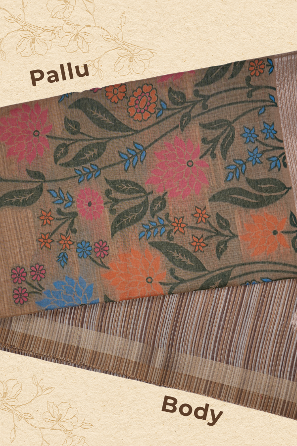 Sunlit Earth – Handcrafted Soft Muga Cotton Saree