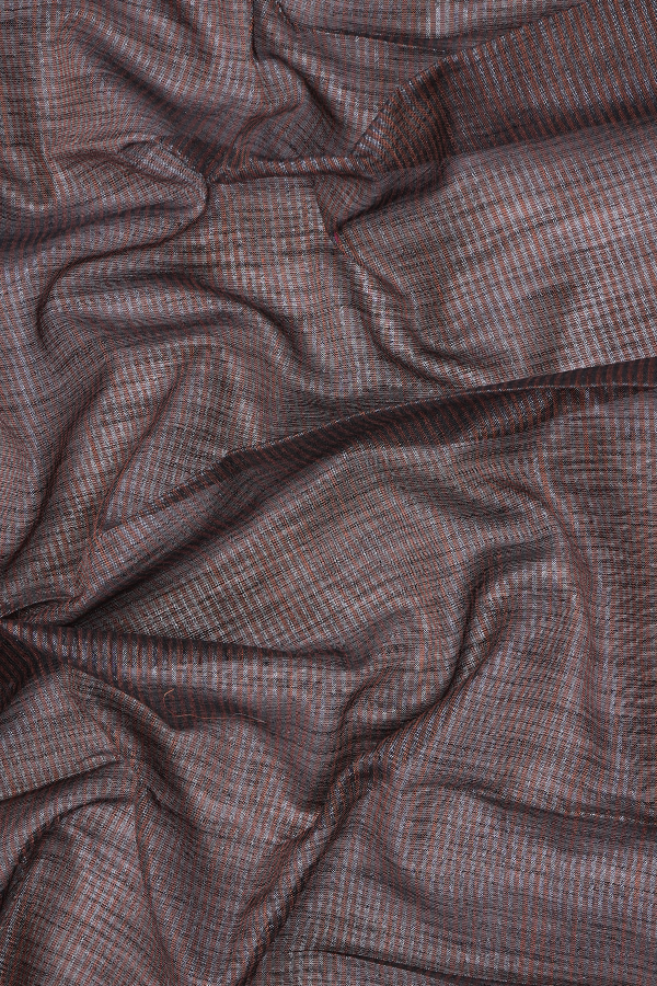 Classic plain rust brown linen saree for everday elegance