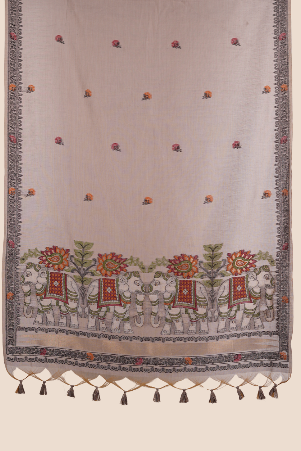 Kahani Royal Elephant Muga Cotton UNSTITCH Dress Material