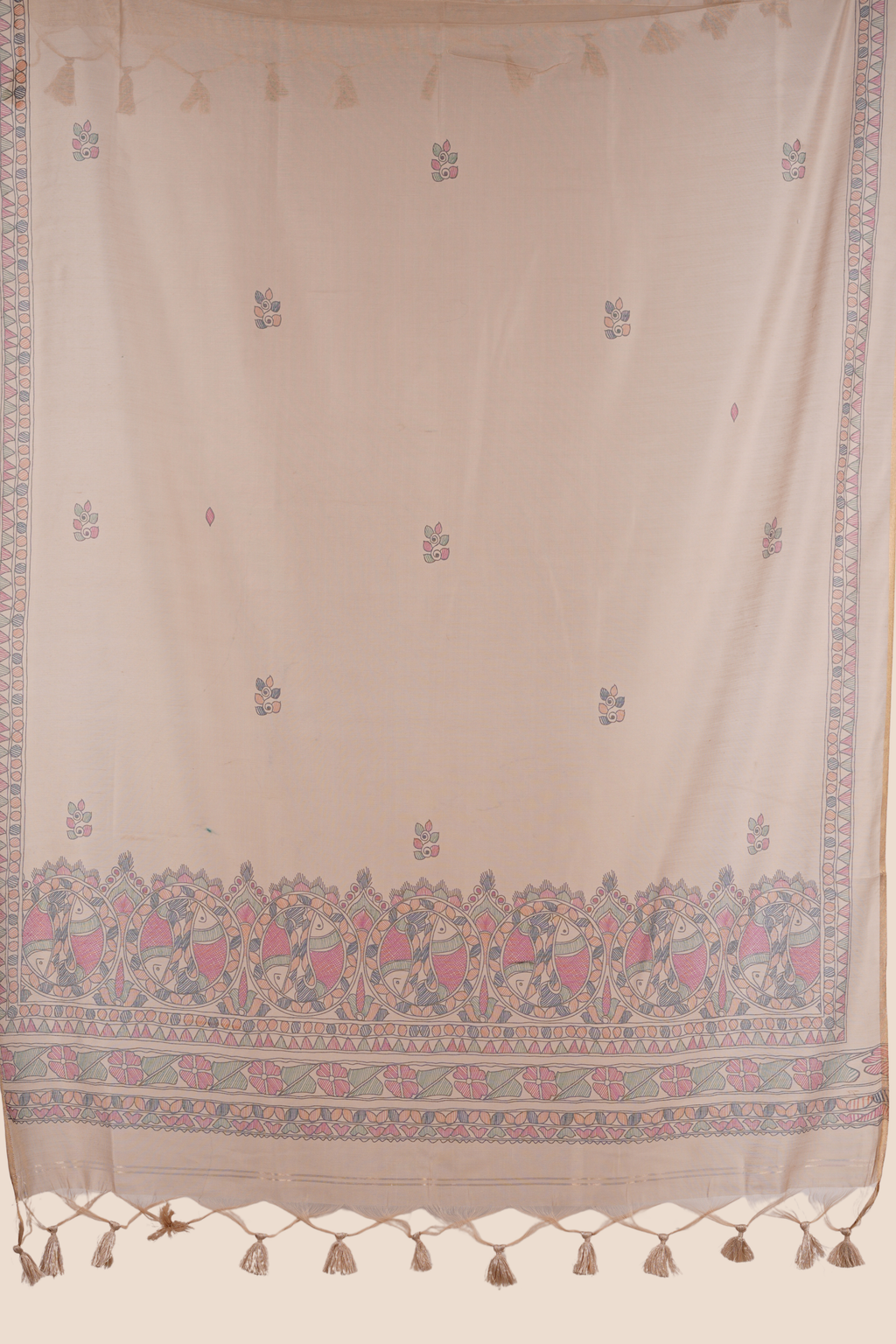 Kahani Madhubani Print duppatta with handloom cotton Unstitched Dress Material