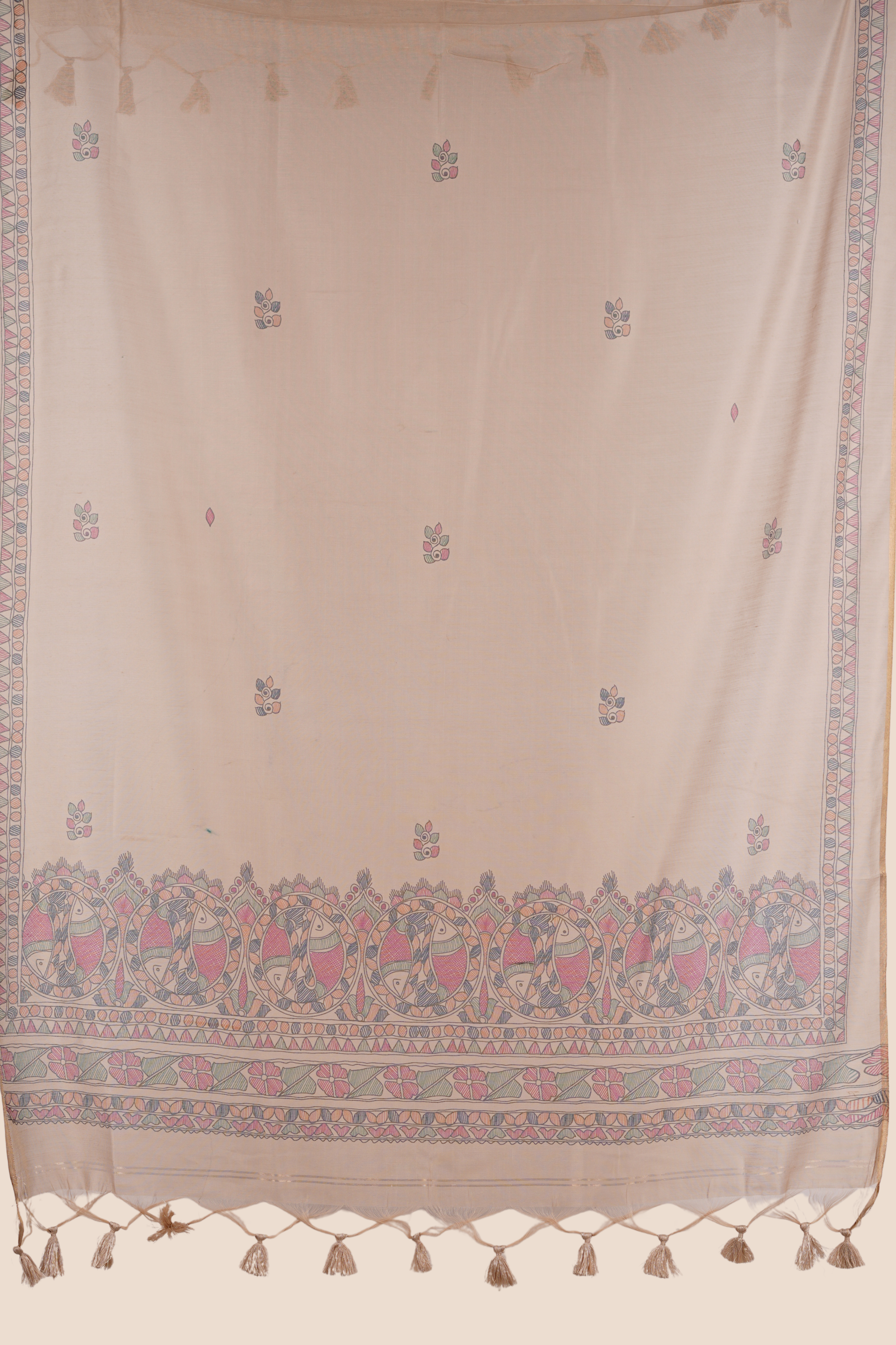 Kahani Madhubani Print duppatta with handloom cotton Unstitched Dress Material