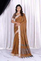 Classic plain linen saree for everday elegance