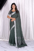 Kahani Forest Whisper Plain Linen Saree for Everyday Elegance