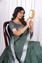 Kahani Forest Whisper Plain Linen Saree for Everyday Elegance