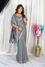 Blue Meadow – Soft Muga Cotton Saree