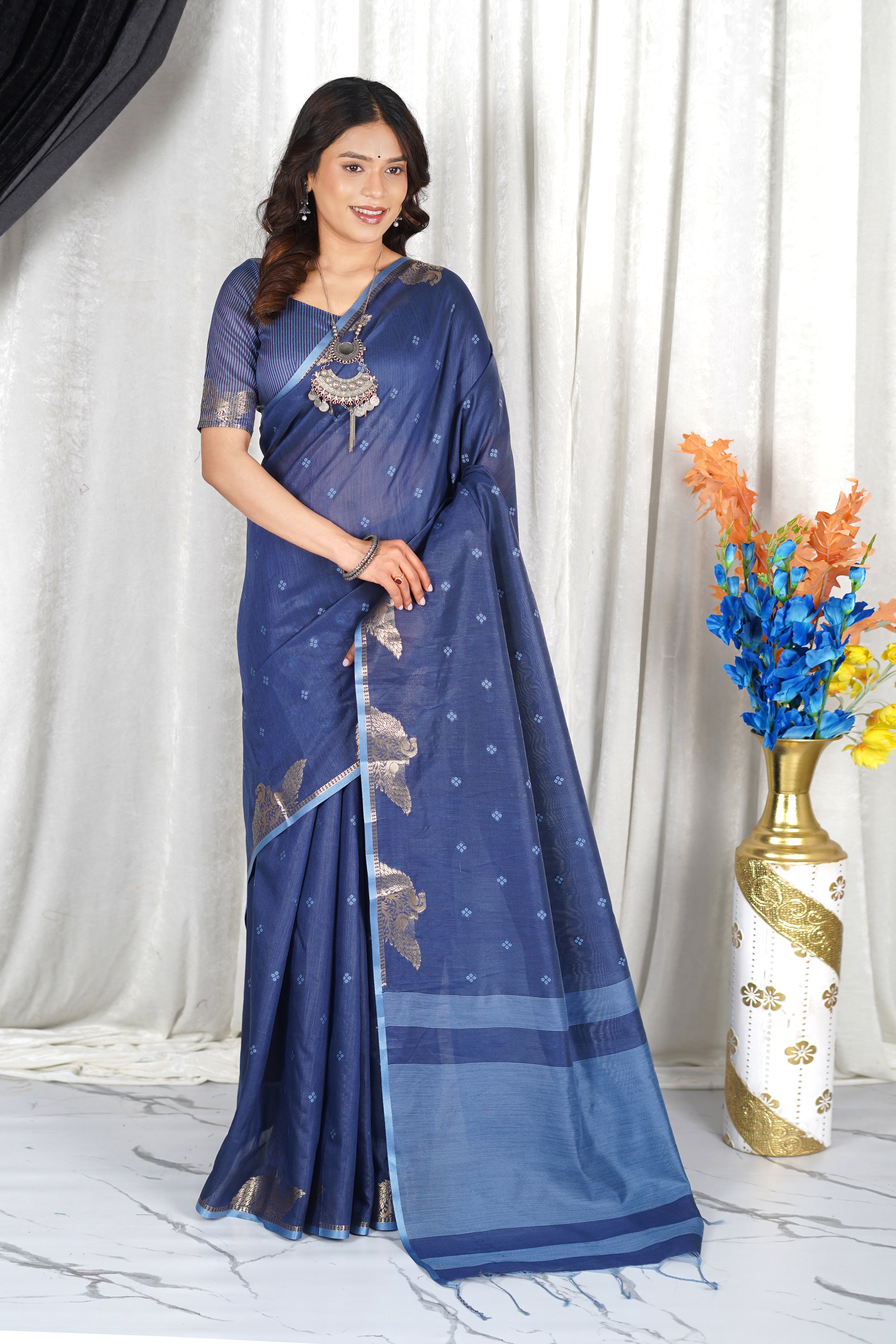 Serene Blue Raw Silk Saree