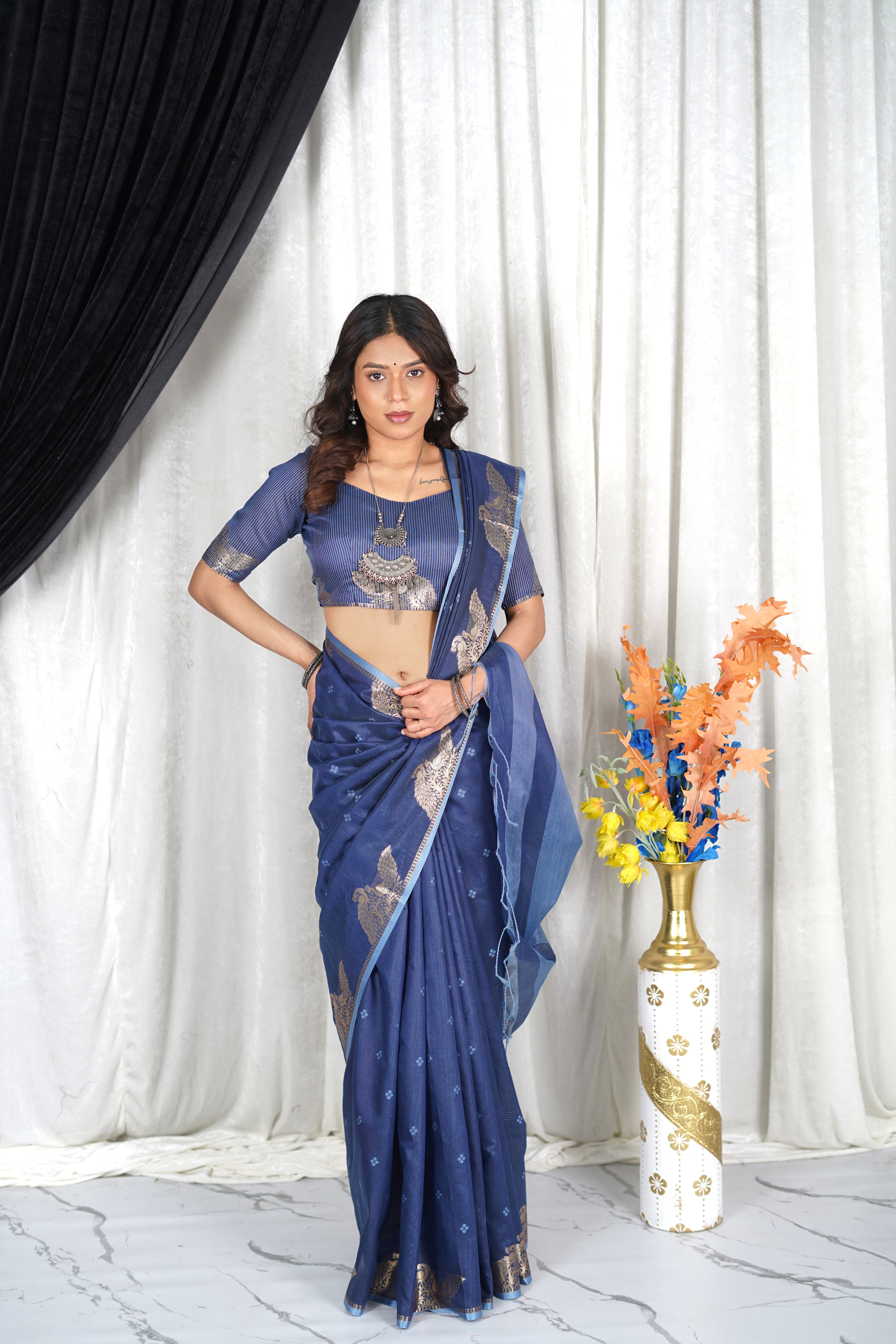 Serene Blue Raw Silk Saree