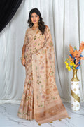 Soft Linen Jari Saree with Digital Floral Print – Lightweight Elegant Draping Saree