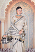 Warli Whispers: Pure Handloom Tussar Silk Saree in Natural Ivory