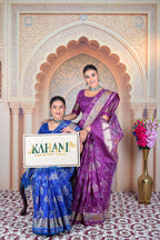 Threads of Tradition: Royal Blue Matka Tussar Silk Saree with Zari Art