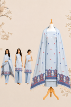 Rust & Grey Forest Story Muga Cotton Suit Set