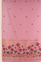 Kahani Pink Lotus Glow Muga Cotton UNSTITCH Dress Material with Zari Border
