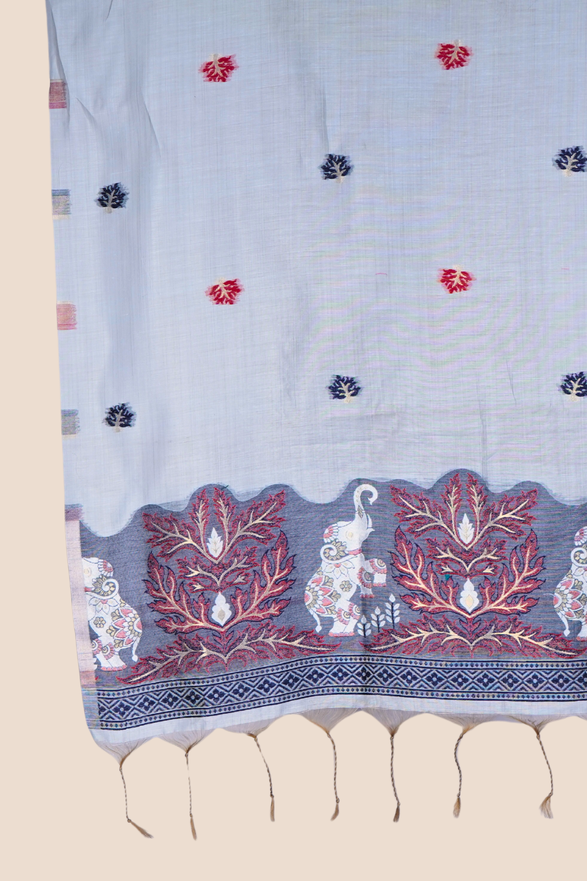 Rust & Grey Forest Story Muga Cotton Suit Set