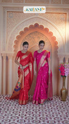 Rani Gulab Paithani Tale – Soft Raw Silk Handwoven Saree