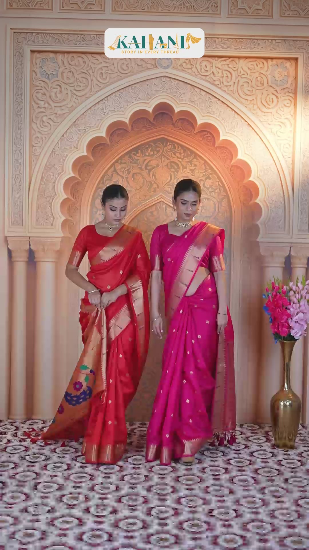 Rani Gulab Paithani Tale – Soft Raw Silk Handwoven Saree