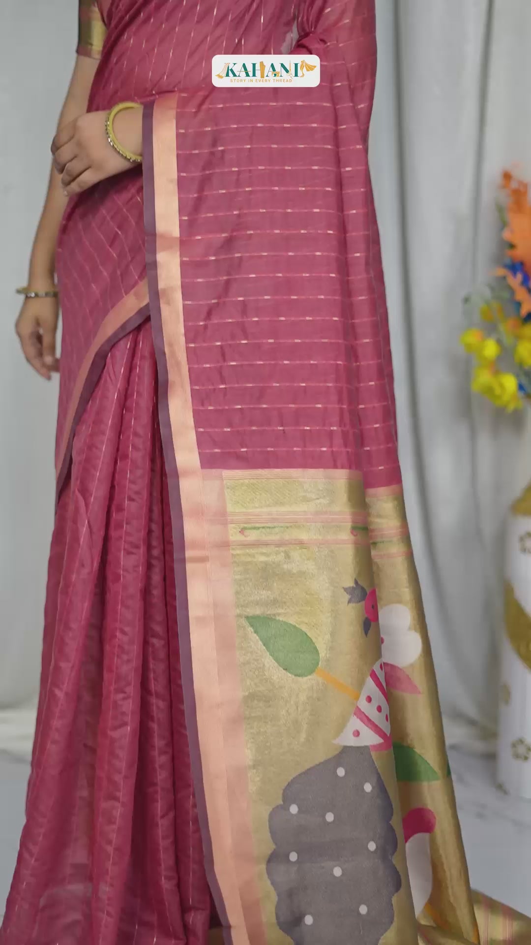 Kahani's Jamdhani Weave Pallu with Zari Wave Butti