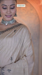 Warli Whispers: Pure Handloom Tussar Silk Saree in Natural Ivory