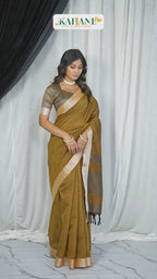 Classic plain linen saree for everday elegance