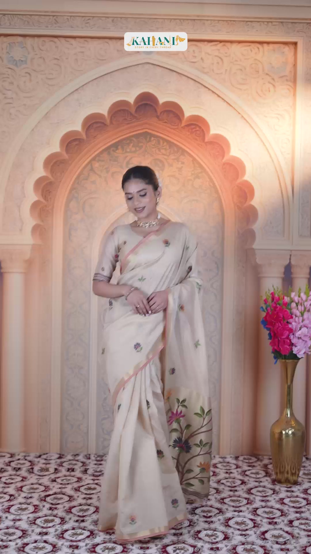 Ivory Whispers – Soft Matka Tussar Silk Saree