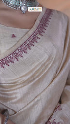 Ivory Tussar Silk Saree with Handwoven Warli Art Pallu