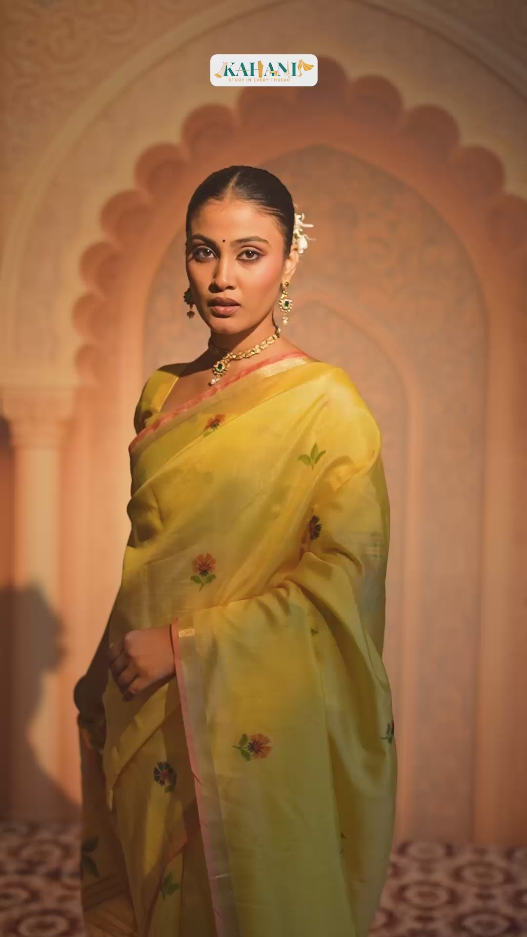 Golden Bloom – Soft Matka Tussar Silk Saree